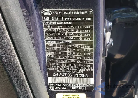 2015 Land Rover Range Rover Evoque Pure из США, поврежденный, VIN SALVN2BG5FH972645